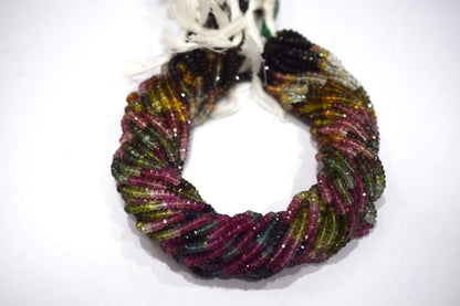 Multi Tourmaline Rondelle Shape Beads , Multi Tourmaline Faceted Rondelle Shape Beads , Sold By Strand , 14 Inches , 3.75 mm , 30431