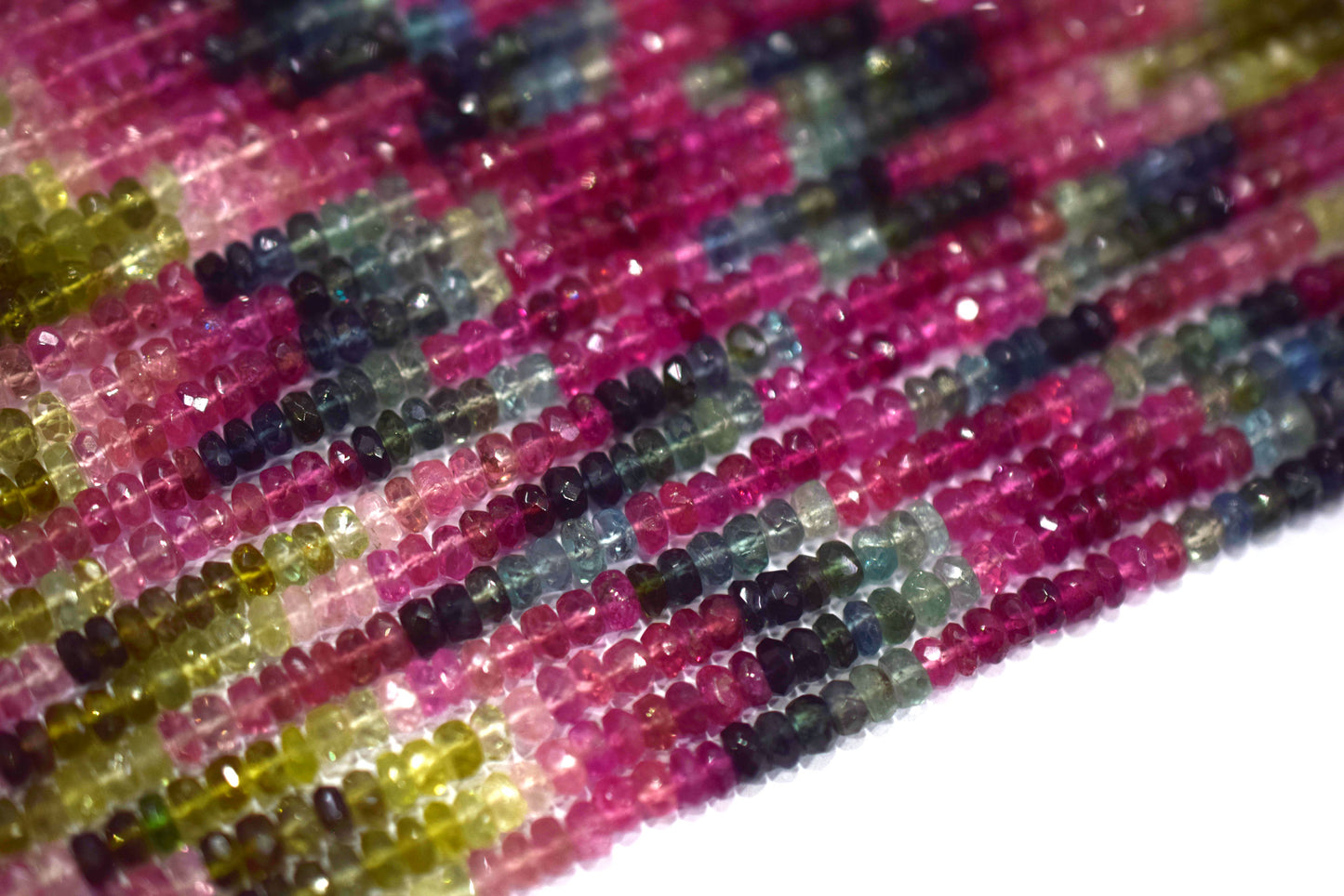 Multi Tourmaline Rondelle Shape Beads , Multi Tourmaline Faceted Rondelle Shape Beads , Sold By Strand , 14 Inches , 3.50 - 4 mm , 30433