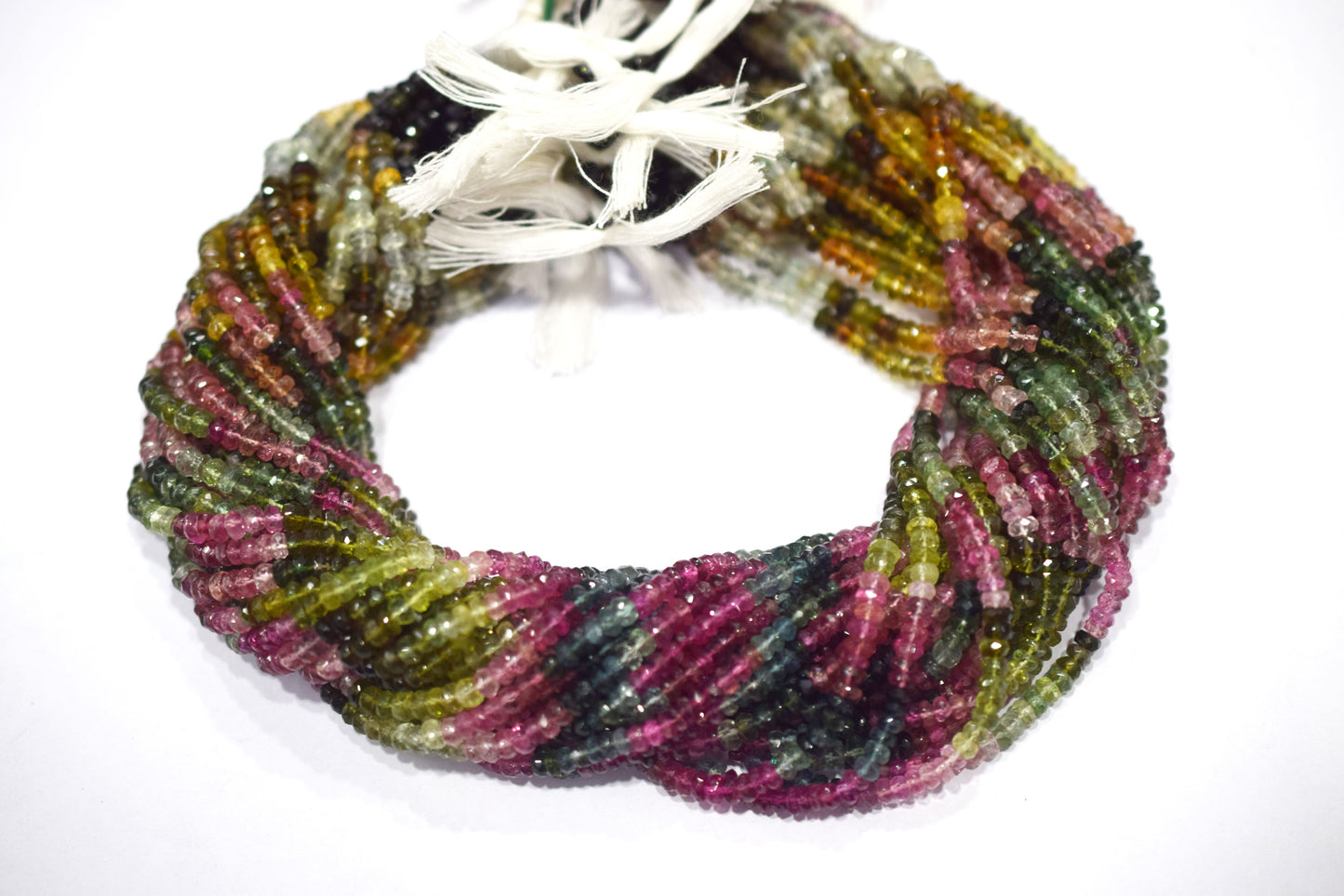 Multi Tourmaline Rondelle Shape Beads , Multi Tourmaline Faceted Rondelle Shape Beads , Sold By Strand , 14 Inches , 3.50 - 4 mm , 30433