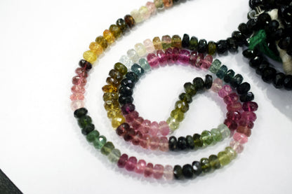 Natural Multi Tourmaline Faceted Rondelle Shape Beads , Multi Tourmaline Faceted Beads , Sold By Strand , 14 Inches , 4.50 mm , 30434