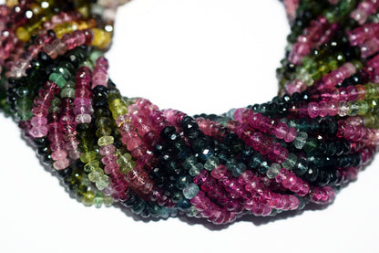 Natural Multi Tourmaline Faceted Rondelle Shape Beads , Multi Tourmaline Faceted Beads , Sold By Strand , 14 Inches , 4.50 mm , 30434