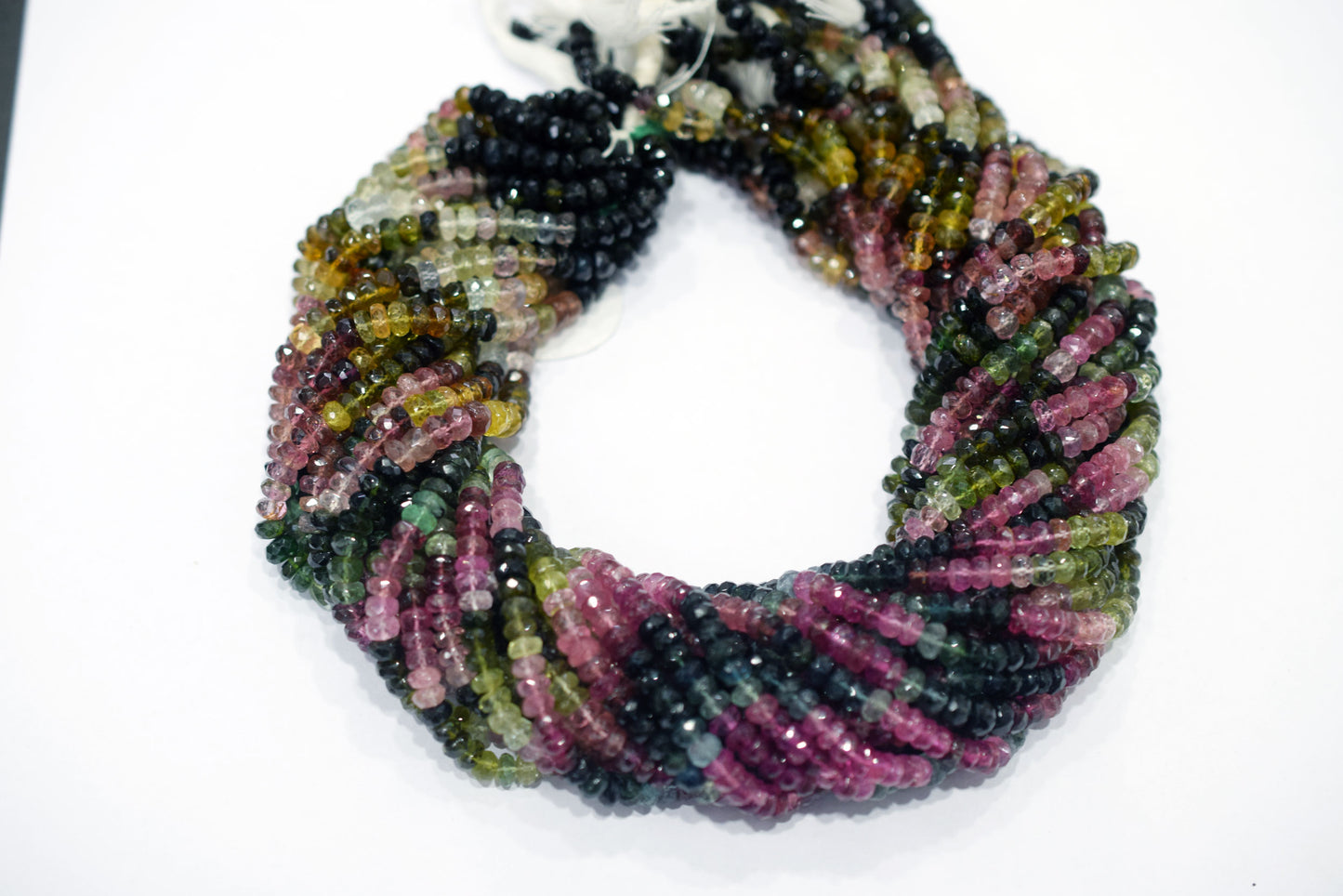 Natural Multi Tourmaline Faceted Rondelle Shape Beads , Multi Tourmaline Faceted Beads , Sold By Strand , 14 Inches , 4.50 mm , 30434