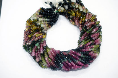 Natural Multi Tourmaline Faceted Rondelle Shape Beads , Multi Tourmaline Faceted Beads , Sold By Strand , 14 Inches , 4.50 mm , 30434