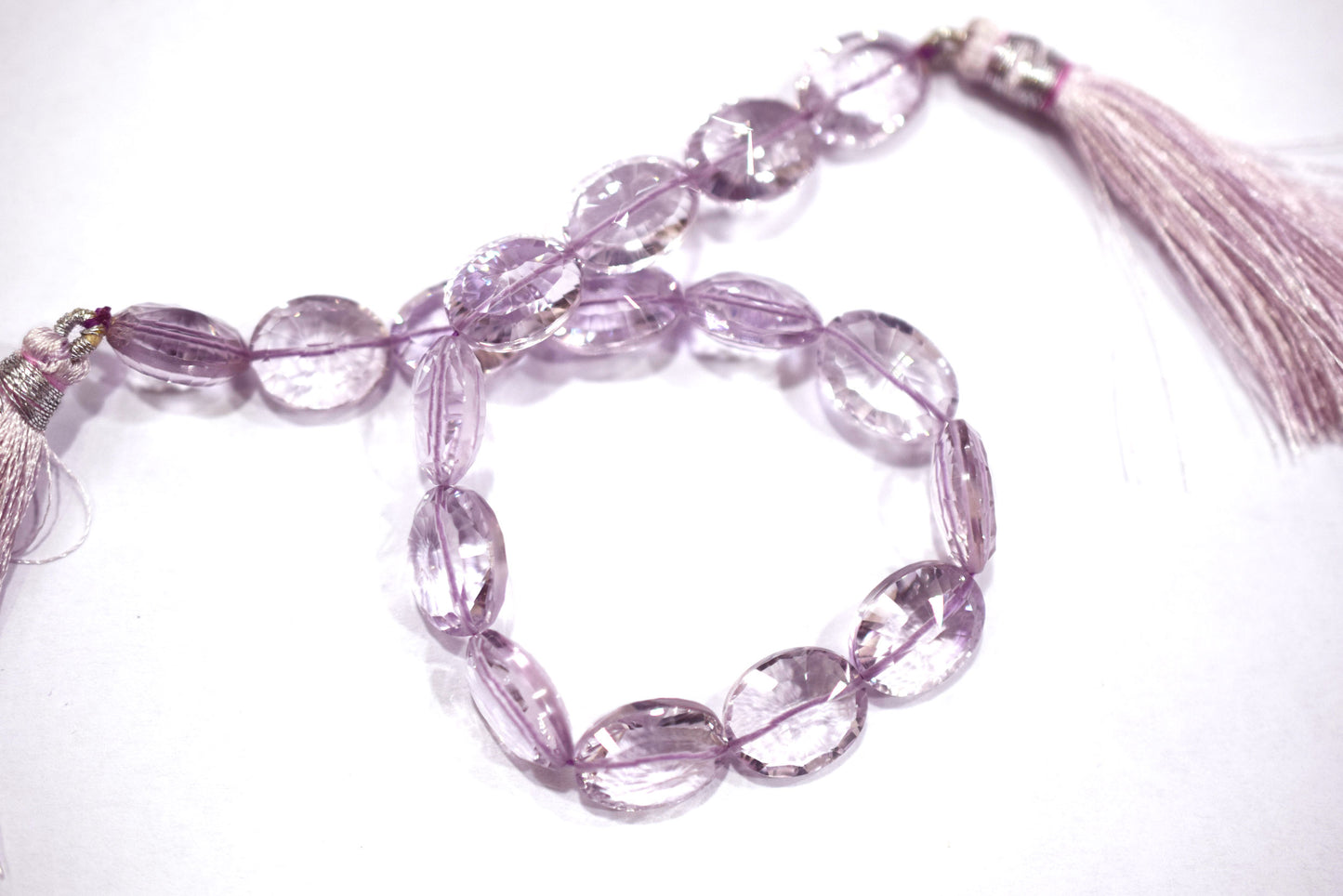 Pink Amethyst Concave Cut Oval Shape Beads , Sold By Strand , 8.5 Inches , 10x12 - 11x14 mm , 30435
