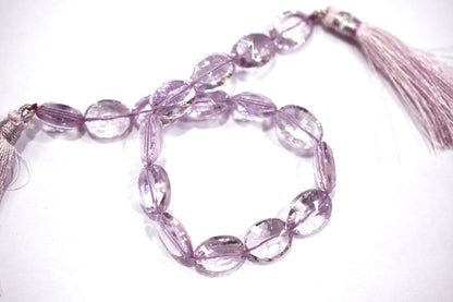 Pink Amethyst Concave Cut Oval Shape Beads , Sold By Strand , 8.5 Inches , 10x12 - 11x14 mm , 30435