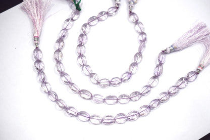 Pink Amethyst Concave Cut Oval Shape Beads , Sold By Strand , 8 Inches , 9x11 - 10x12 mm , 30436