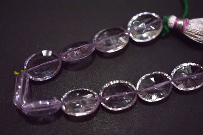 Pink Amethyst Concave Cut Oval Shape Beads , Sold By Strand , 8.5 Inches , 11x14 - 11x15 mm , 30438