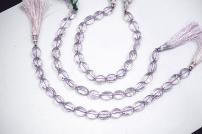Pink Amethyst Concave Cut Oval Shape Beads , Sold By Strand , 8 Inches , 9x11.50 - 9x13 mm , 30439
