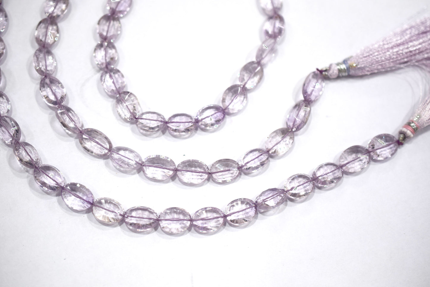 Pink Amethyst Concave Cut Oval Shape Beads , Sold By Strand , 8 Inches , 9x11.50 - 9x13 mm , 30439