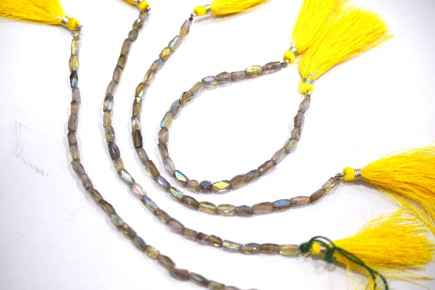 Lemon Quartz Metallic AB Coated Barrel Shape Faceted  Beads , Sold By Strand , 7 Inches , 3.50x7 - 4x9 mm , 30441