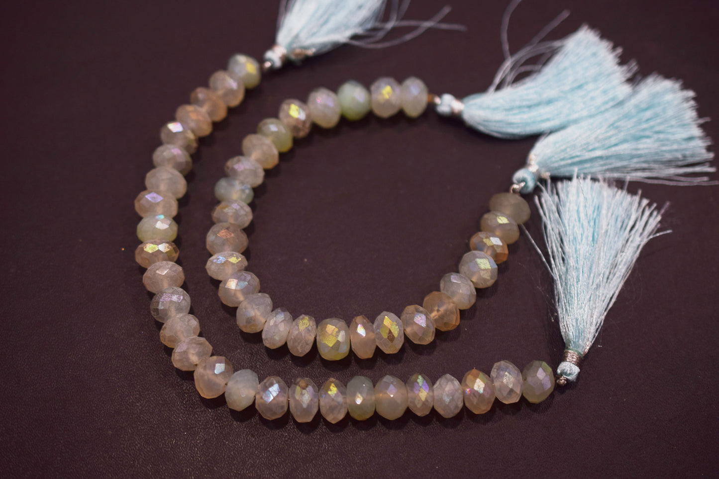 Aqua Chalcedony Metallic AB Coated Rondelle Shape Faceted Beads , Sold By Strand , 7 Inches , 10 - 10.5 mm , 30442