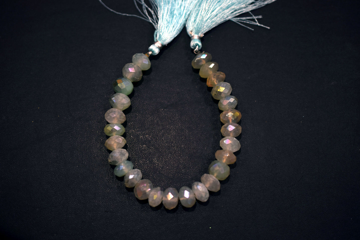 Aqua Chalcedony Metallic AB Coated Rondelle Shape Faceted Beads , Sold By Strand , 7 Inches , 10 - 10.5 mm , 30442
