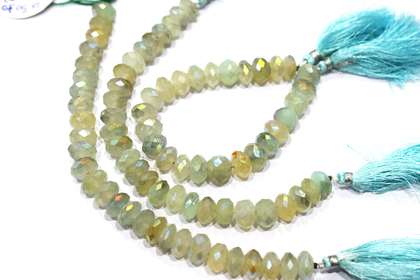 Aqua Chalcedony Metallic AB Coated Rondelle Faceted  Shape Beads , Sold By Strand , 7 Inches , 10.5 - 11 mm , 30443