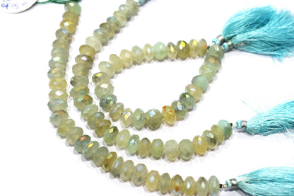 Aqua Chalcedony Metallic AB Coated Rondelle Faceted  Shape Beads , Sold By Strand , 7 Inches , 10.5 - 11 mm , 30443