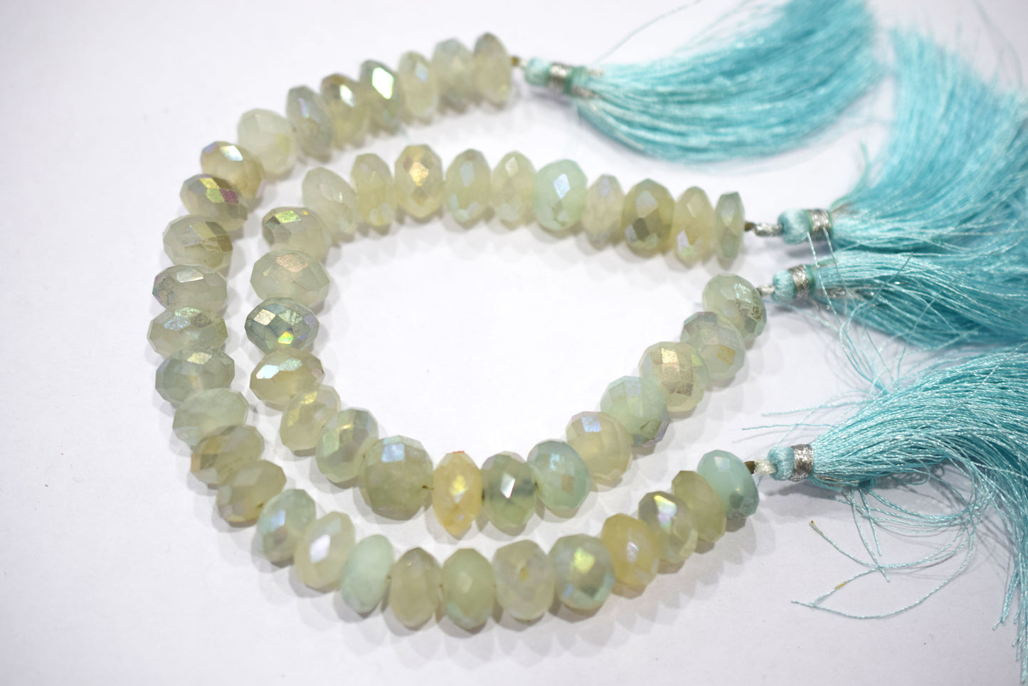 Aqua Chalcedony Metallic AB Coated Rondelle Faceted  Shape Beads , Sold By Strand , 7 Inches , 10.5 - 11 mm , 30443