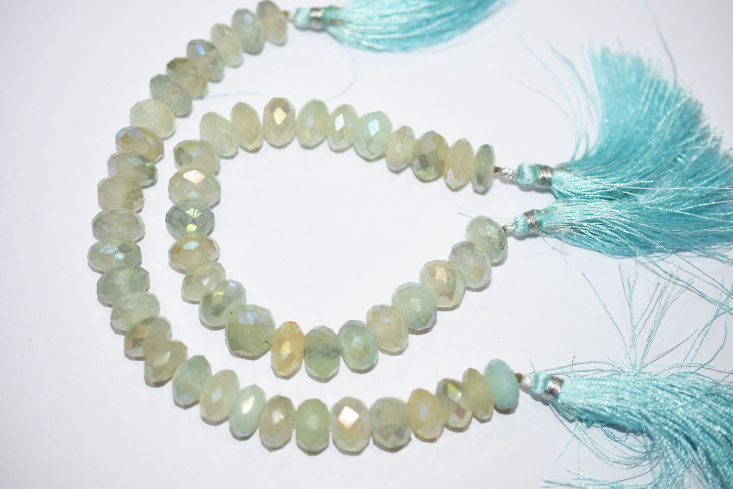 Aqua Chalcedony Metallic AB Coated Rondelle Faceted  Shape Beads , Sold By Strand , 7 Inches , 10.5 - 11 mm , 30443