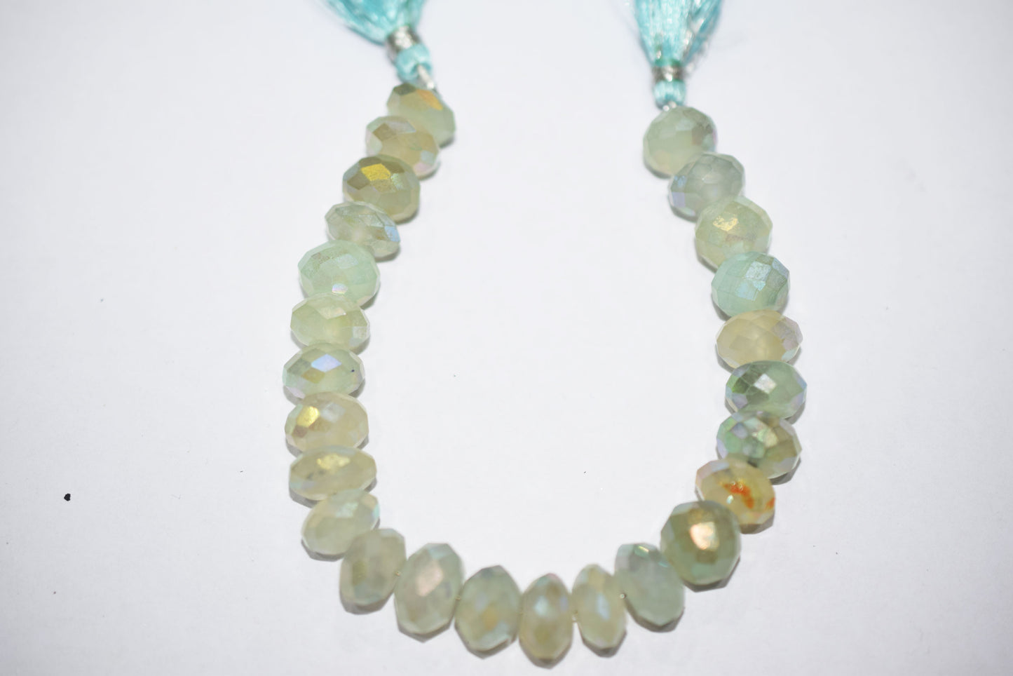 Aqua Chalcedony Metallic AB Coated Rondelle Faceted  Shape Beads , Sold By Strand , 7 Inches , 10.5 - 11 mm , 30443