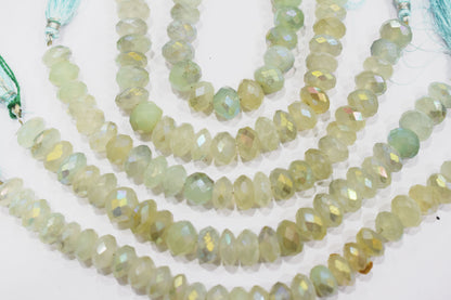 Aqua Chalcedony Metallic AB Coated Rondelle Shape Faceted Beads , Sold By Strand , 7 Inches ,11.5 - 12 mm , 30444