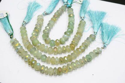 Aqua Chalcedony Metallic AB Coated Rondelle Shape Faceted Beads , Sold By Strand , 7 Inches ,11.5 - 12 mm , 30444