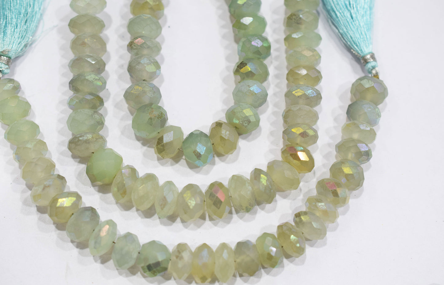 Aqua Chalcedony Metallic AB Coated Rondelle Shape Faceted Beads , Sold By Strand , 7 Inches ,11.5 - 12 mm , 30444