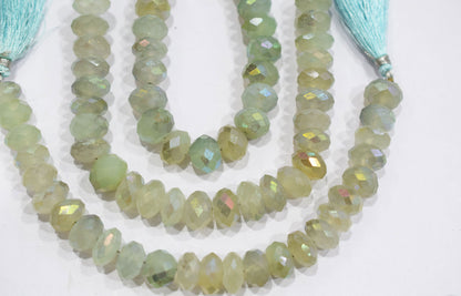 Aqua Chalcedony Metallic AB Coated Rondelle Shape Faceted Beads , Sold By Strand , 7 Inches ,11.5 - 12 mm , 30444