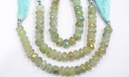 Aqua Chalcedony Metallic AB Coated Rondelle Shape Faceted Beads , Sold By Strand , 7 Inches ,11.5 - 12 mm , 30444