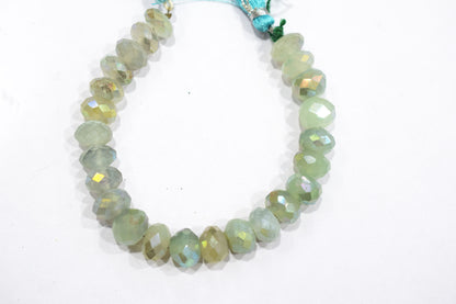 Aqua Chalcedony Metallic AB Coated Rondelle Shape Faceted Beads , Sold By Strand , 7 Inches ,11.5 - 12 mm , 30444