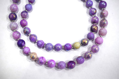 Purple Opal Metallic AB Coated Round Shape Beads , Purple Opal Coated Smooth Round Beads , Sold By Strand , 7 Inches , 6-7 mm , 30447
