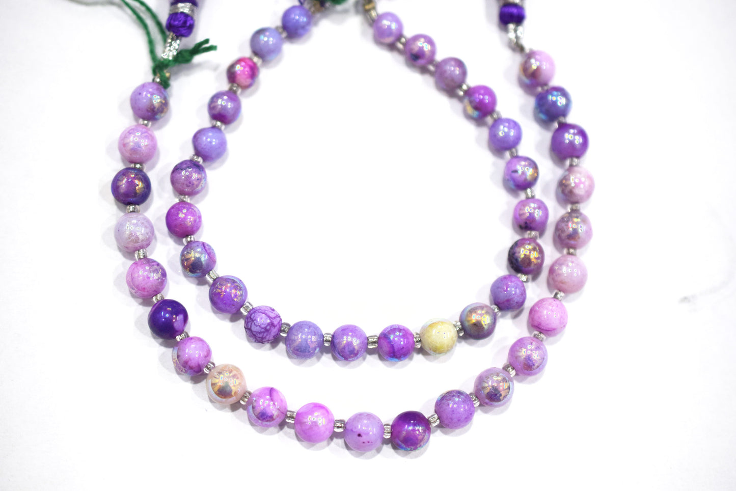 Purple Opal Metallic AB Coated Round Shape Beads , Purple Opal Coated Smooth Round Beads , Sold By Strand , 7 Inches , 6-7 mm , 30447
