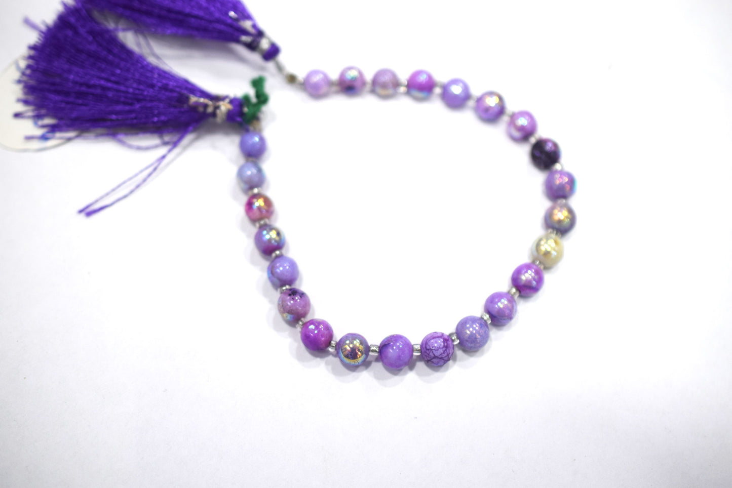Purple Opal Metallic AB Coated Round Shape Beads , Purple Opal Coated Smooth Round Beads , Sold By Strand , 7 Inches , 6-7 mm , 30447