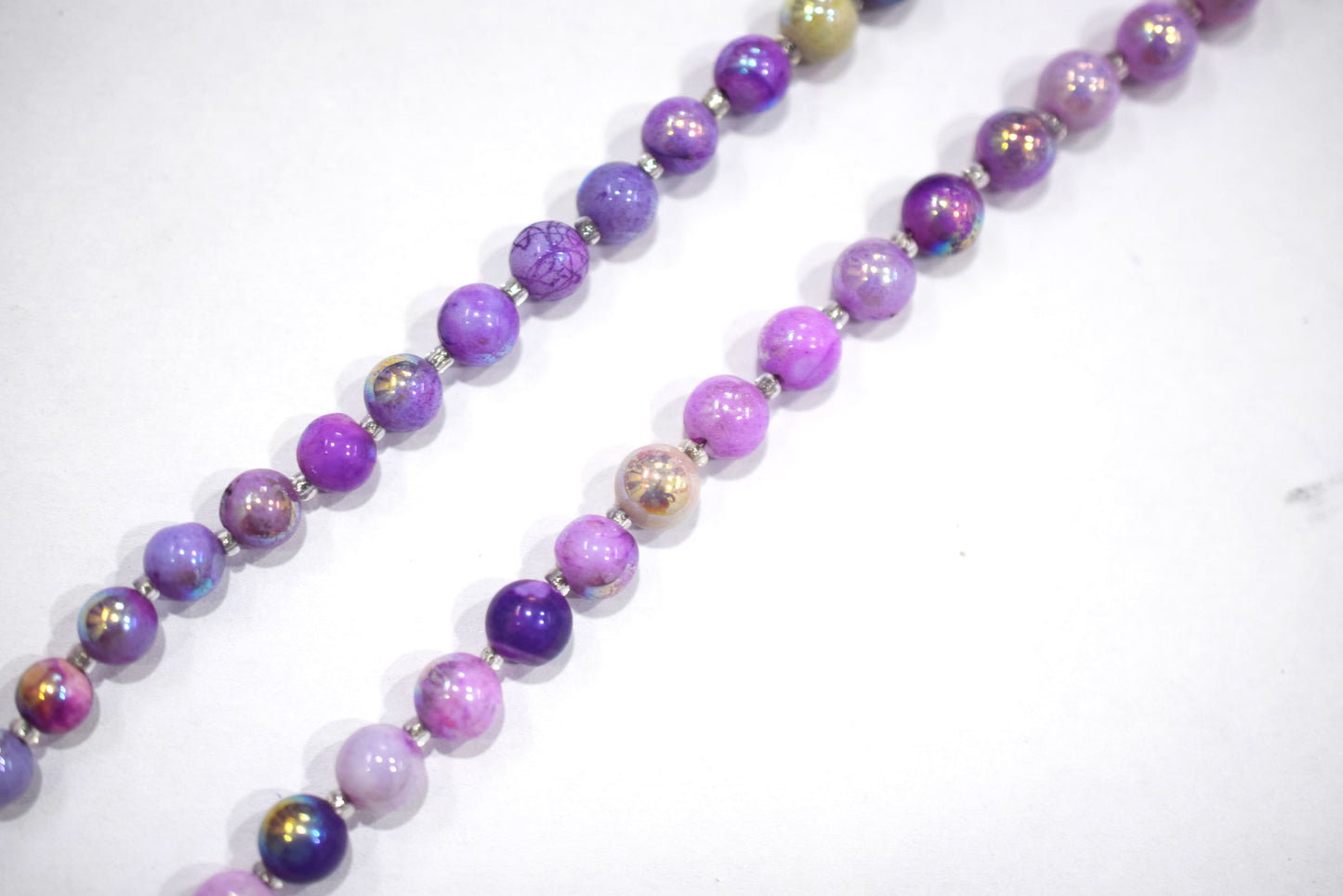 Purple Opal Metallic AB Coated Round Shape Beads , Purple Opal Coated Smooth Round Beads , Sold By Strand , 7 Inches , 6-7 mm , 30447