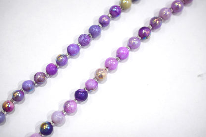 Purple Opal Metallic AB Coated Round Shape Beads , Purple Opal Coated Smooth Round Beads , Sold By Strand , 7 Inches , 6-7 mm , 30447