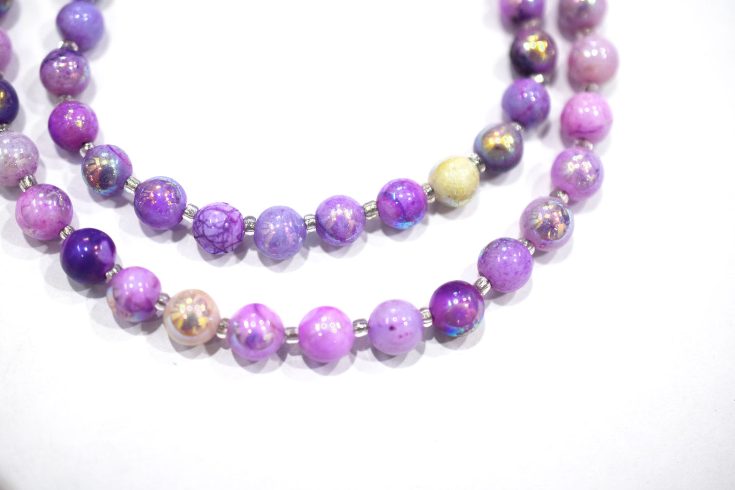Purple Opal Metallic AB Coated Round Shape Beads , Purple Opal Coated Smooth Round Beads , Sold By Strand , 7 Inches , 6-7 mm , 30447