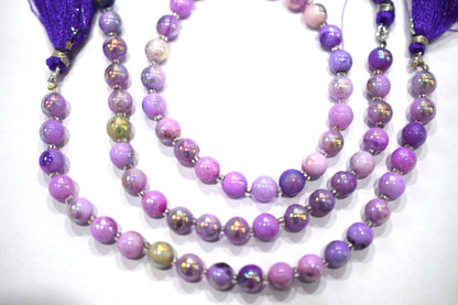 Purple Opal Metallic AB Coated Smooth  Round Shape Beads  , Sold By Strand , 7 Inches , 7.25 - 7.5 mm , 30449
