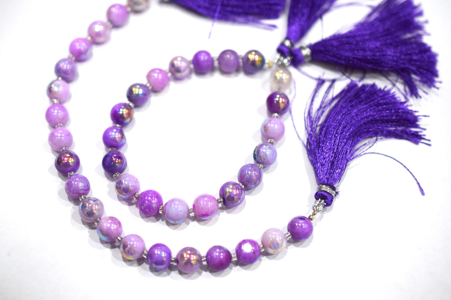 Purple Opal Metallic AB Coated Round Shape Beads , Purple Opal AB Coated Smooth Round Beads , Sold By Strand , 7 Inches , 8.50 mm , 30450