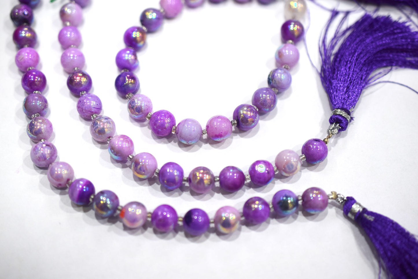 Purple Opal Metallic AB Coated Round Shape Beads , Purple Opal AB Coated Smooth Round Beads , Sold By Strand , 7 Inches , 8.50 mm , 30450