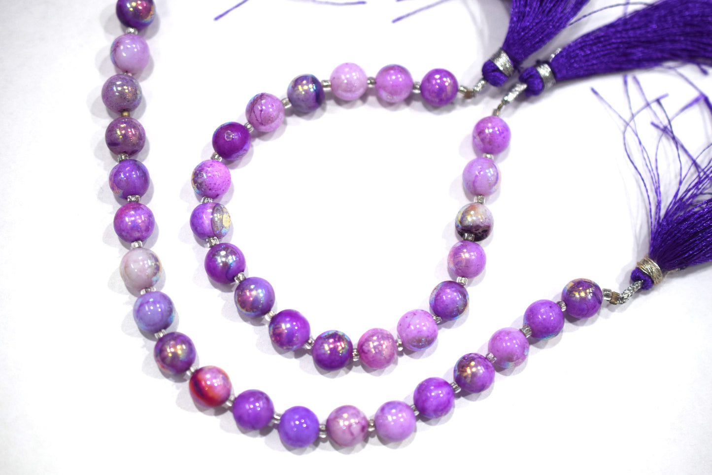 Purple Opal Metallic AB Coated Round Shape Beads , Purple Opal Coated Smooth Round Beads , Sold By Strand , 7 Inches , 7.75 - 8 mm , 30451