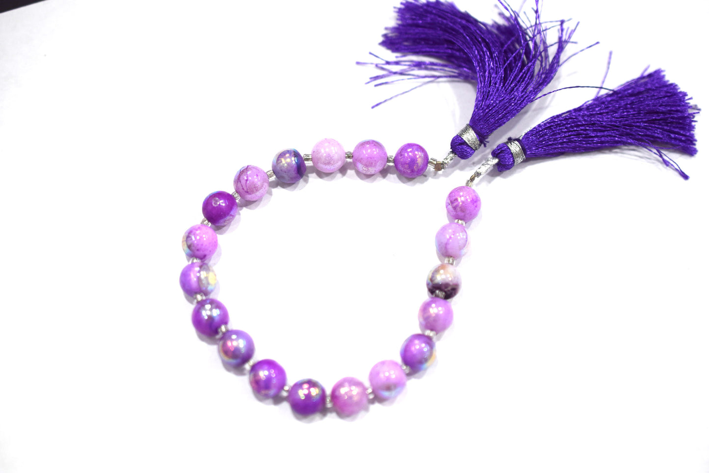 Purple Opal Metallic AB Coated Round Shape Beads , Purple Opal Coated Smooth Round Beads , Sold By Strand , 7 Inches , 7.75 - 8 mm , 30451