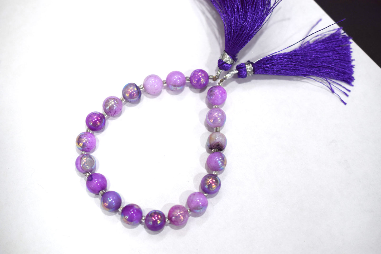 Purple Opal Metallic AB Coated Round Shape Beads , Purple Opal Coated Smooth Round Beads , Sold By Strand , 7 Inches , 7.75 - 8 mm , 30451