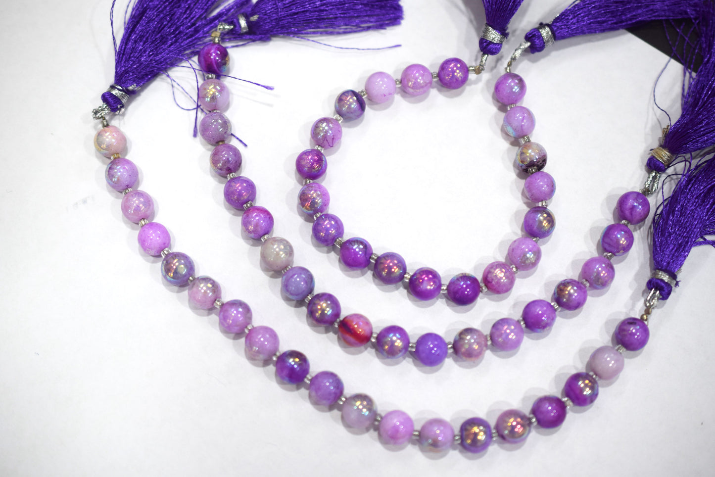 Purple Opal Metallic AB Coated Round Shape Beads , Purple Opal Coated Smooth Round Beads , Sold By Strand , 7 Inches , 7.75 - 8 mm , 30451