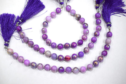 Purple Opal Metallic AB Coated Round Shape Beads , Purple Opal Coated Smooth Round Beads , Sold By Strand , 7 Inches , 7.75 - 8 mm , 30451