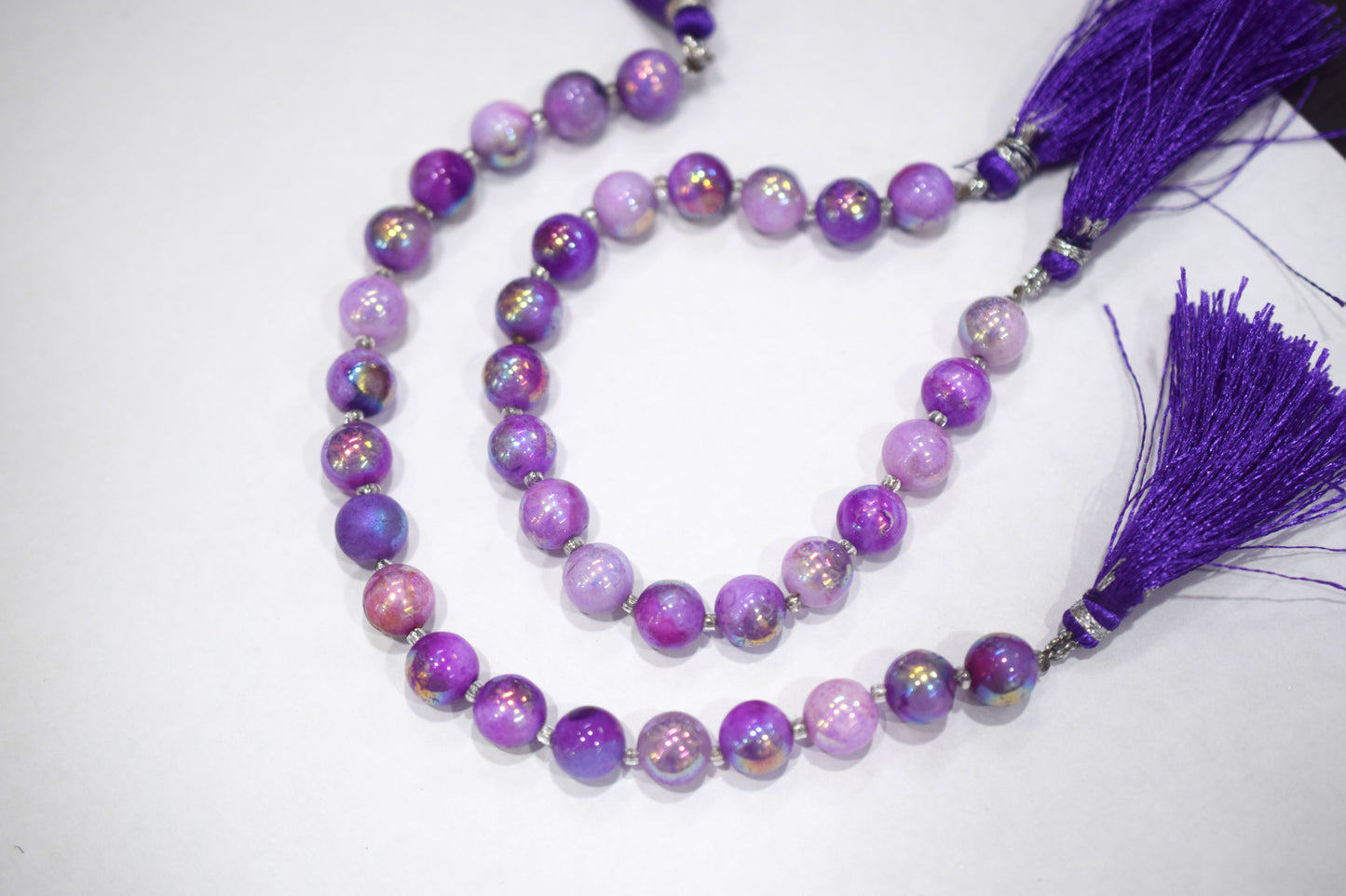 Purple Opal Metallic AB Coated Round Shape Beads , Purple Opal Coated Smooth Round Beads , Sold By Strand , 7 Inches , 8.75 - 9 mm , 30452