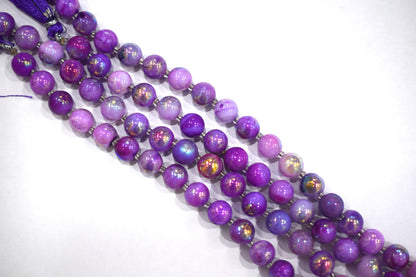 Purple Opal Metallic AB Coated Round Shape Beads , Purple Opal Coated Smooth Round Beads , Sold By Strand , 7 Inches , 8.75 - 9 mm , 30452