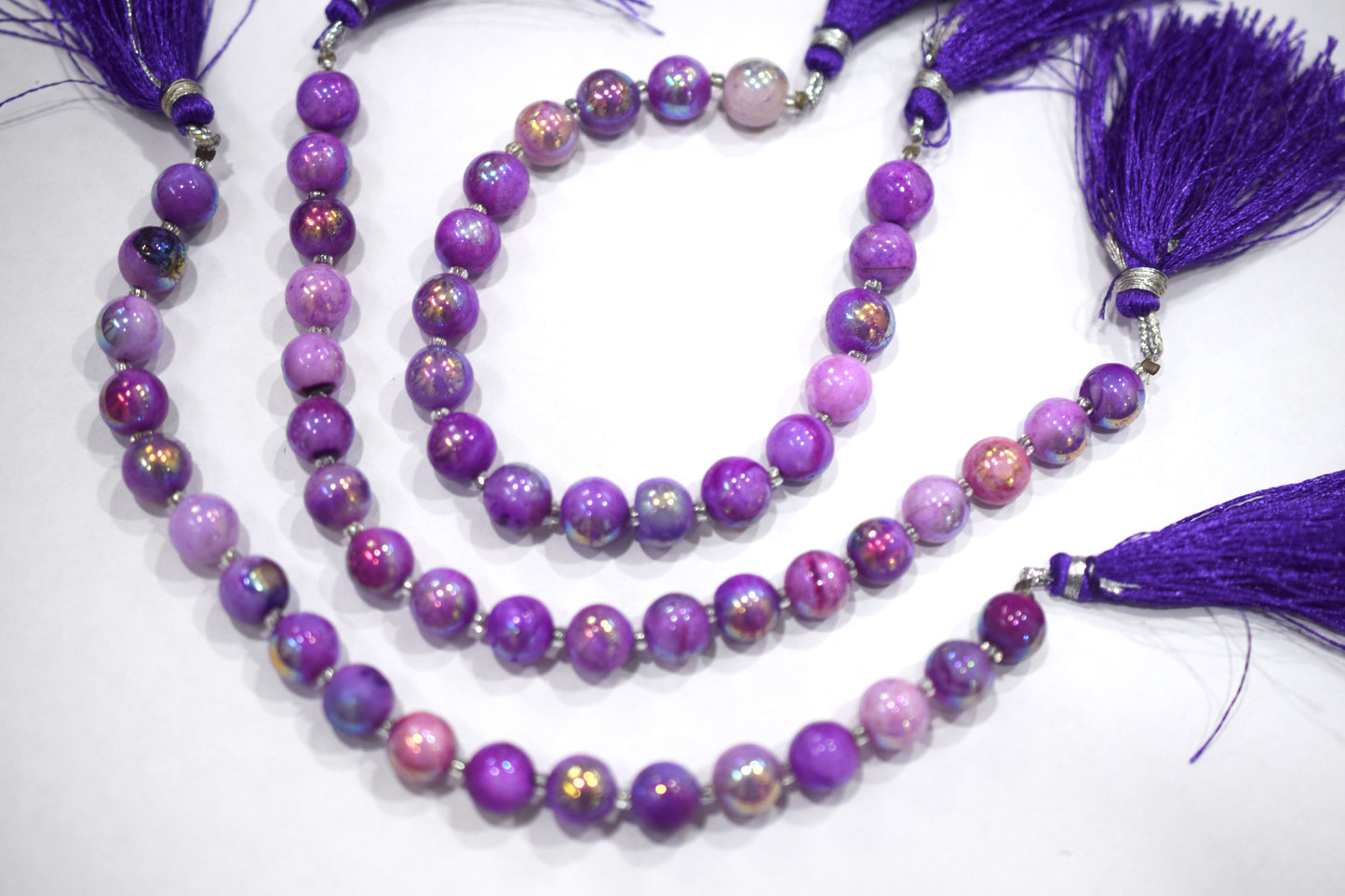 Purple Opal Metallic AB Coated Round Shape Beads , Purple Opal Coated Smooth Round Beads , Sold By Strand , 7 Inches , 8.75 - 9 mm , 30452