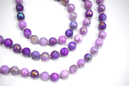 Purple Opal Metallic AB Coated Round Shape Beads , Purple Opal Coated Smooth Round Beads , Sold By Strand , 7 Inches , 8.75 - 9 mm , 30452