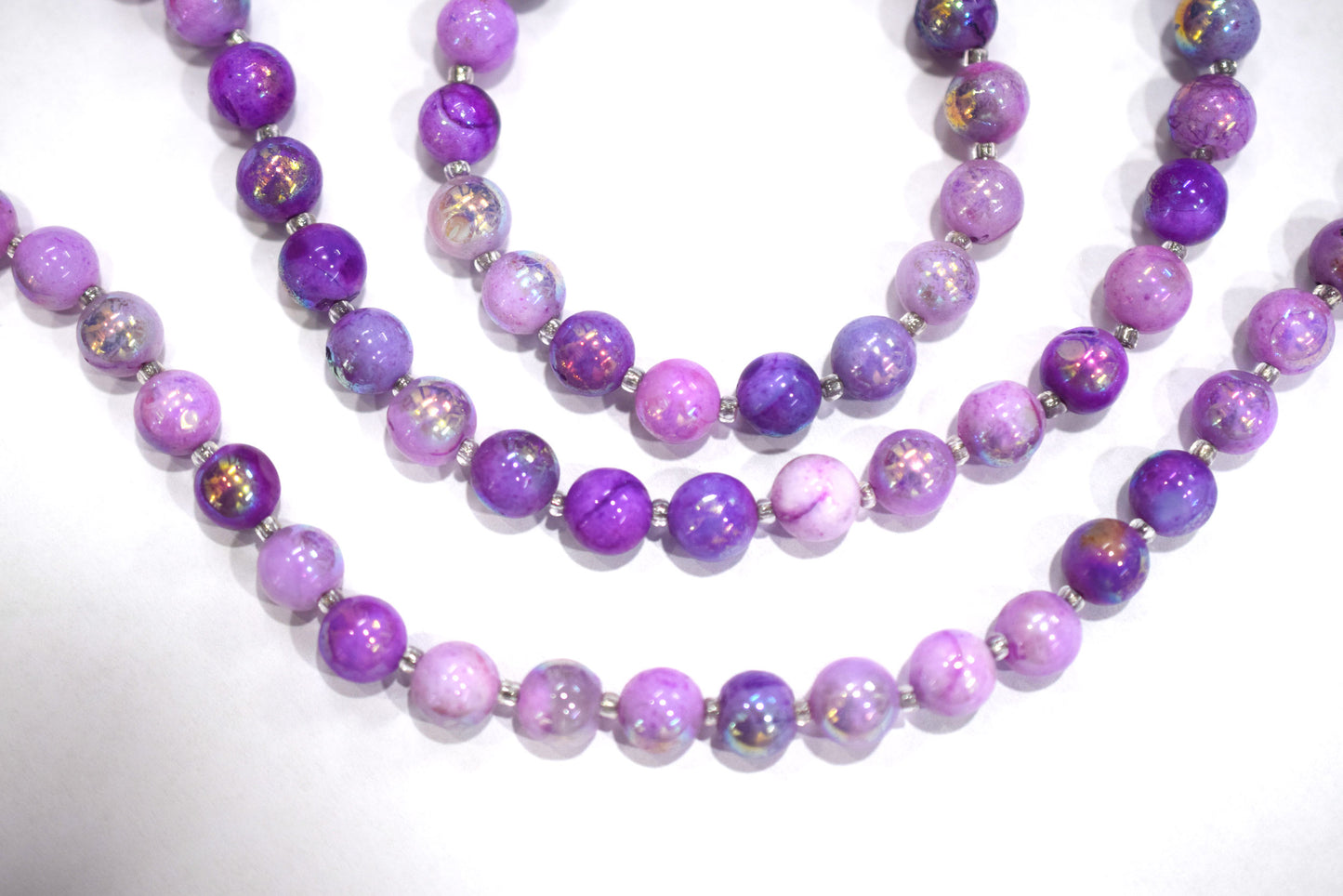 Purple Opal Metallic AB Coated Round Shape Beads , Purple Opal Coated Smooth Round Beads , Sold By Strand , 7 Inches , 8.75 - 9 mm , 30452