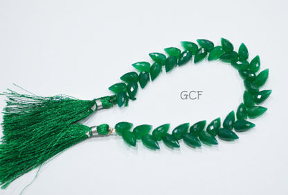 Green Onyx Diagonal Drill Tear Drops Shape Beads , Green Onyx Faceted Tear Drops Shape Briolettes , 7.5 Inches , 6x11 mm , 31244