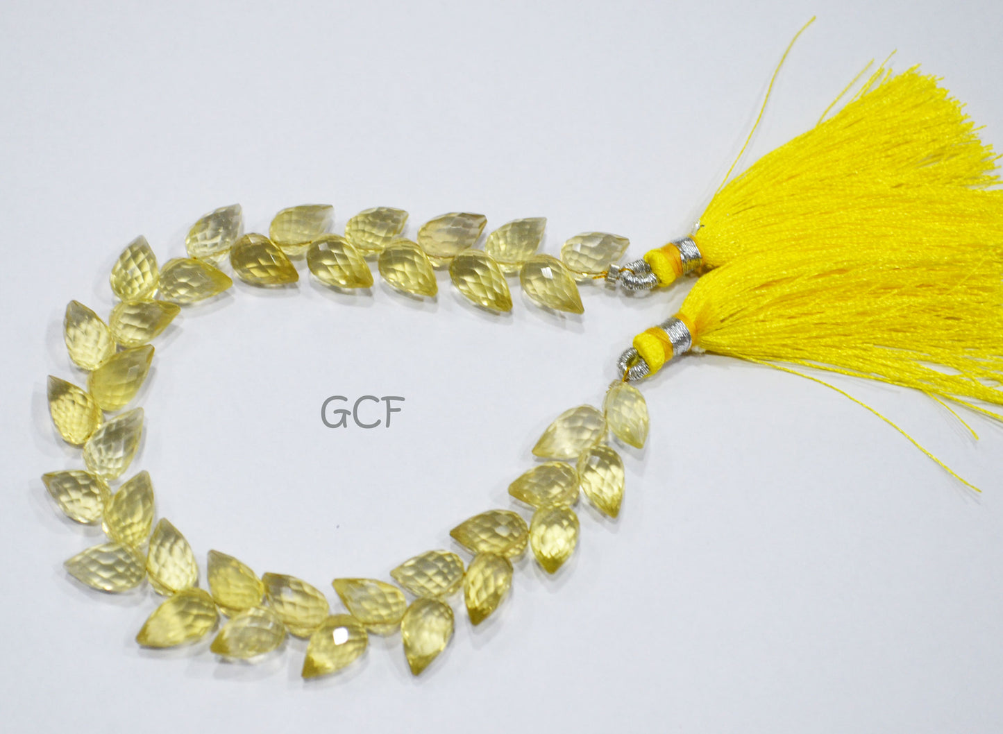 Lemon Quartz Diagonal Drill Tear Drops Shape Beads ,Lemon Quartz Faceted Briolettes ,Sold By Strand ,7.5 Inches , 6.5x9.5 - 6.5x11 mm ,31253