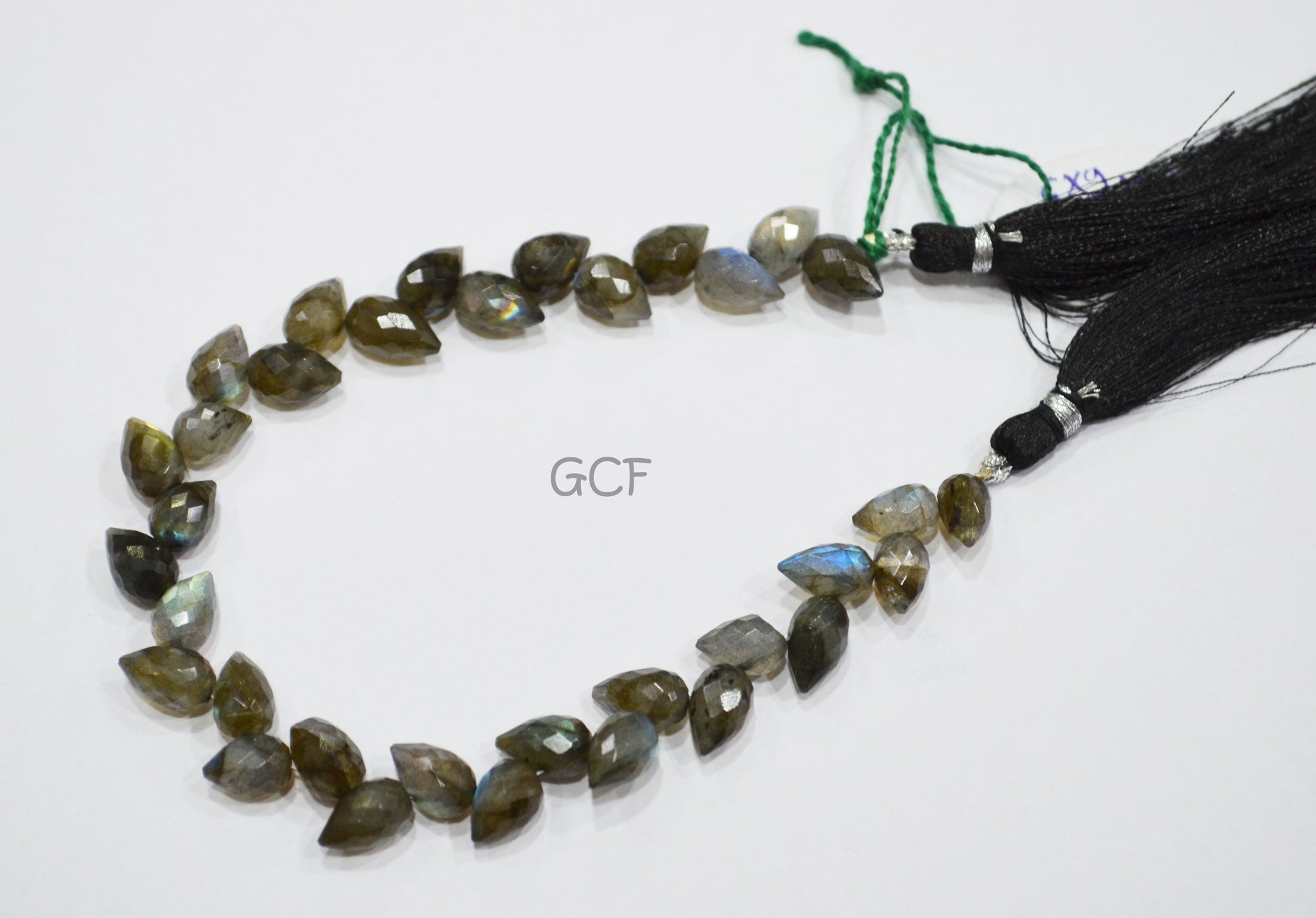 Labradorite Diagonal Drill Tear Drops Shape Beads , Labradorite Faceted Briolettes , 7.5 Inches , 6x9 mm , 31267