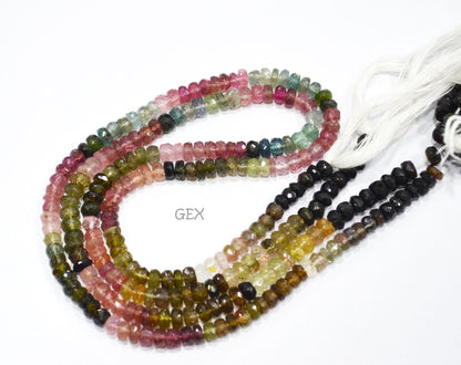 Natural Multi Tourmaline Faceted Rondelle Shape Beads , Multi Tourmaline Faceted Beads , Sold By Strand , 14 Inches , 5 mm , 31853